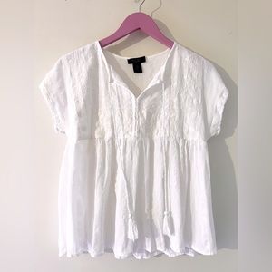 White peasant hippie top